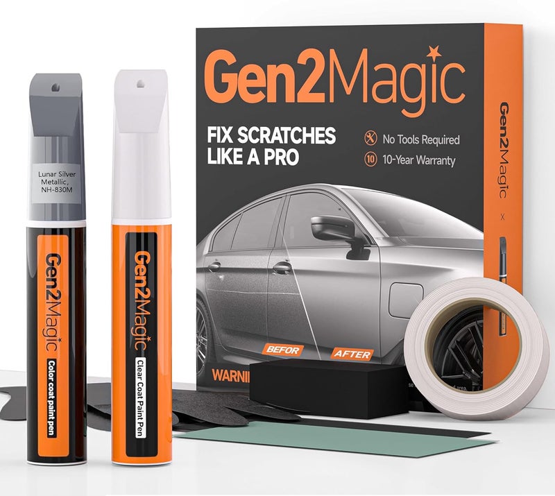 Gen2Magic Lunar Silver Metallic Touch Up Paint Pen Kit for Honda [Clear Coat Included], NH-830M Color Match for Scratches, Rock Chips, Bumper Dings, Easy Scratch Repair & Rust Remover for Honda - Image 1